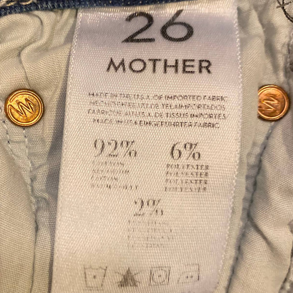 MOTHER Denim High Waisted Looker Jeans, Distressed Ripped Light Blue Wash, 25 - Picture 9 of 10